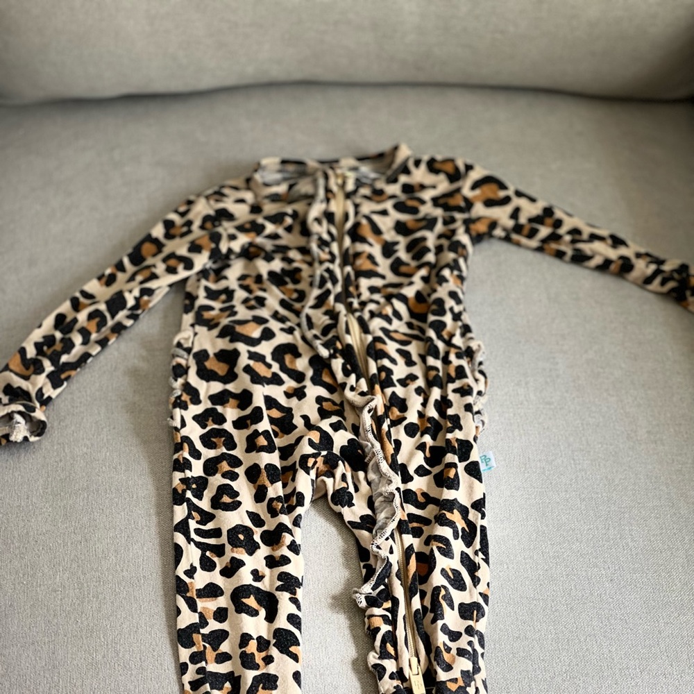 Posh peanut leopard two way zippered ruffled one piece